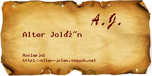 Alter Jolán névjegykártya